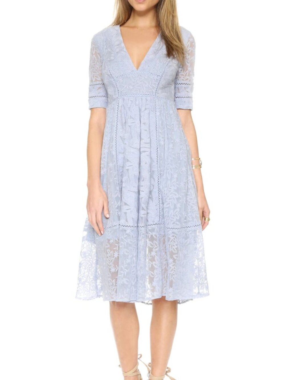 Free People Dusty Blue Lace Midi Dress
